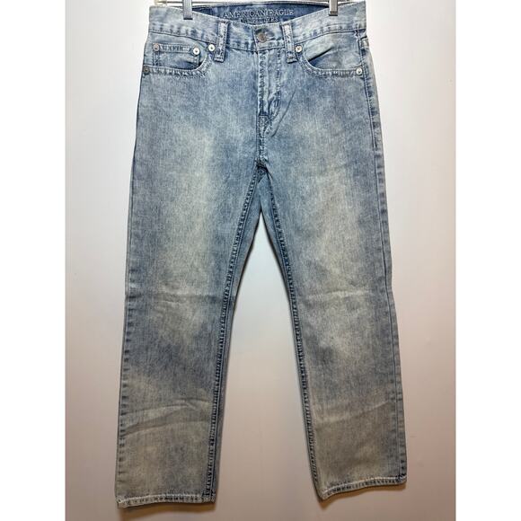 American Eagle Men's Size 28/30 Original Bootcut Light Wash Blue Jeans - Picture 2 of 6